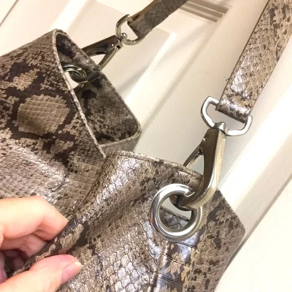Taupe Snake Print Shoulder Bag - Picture 6 of 10